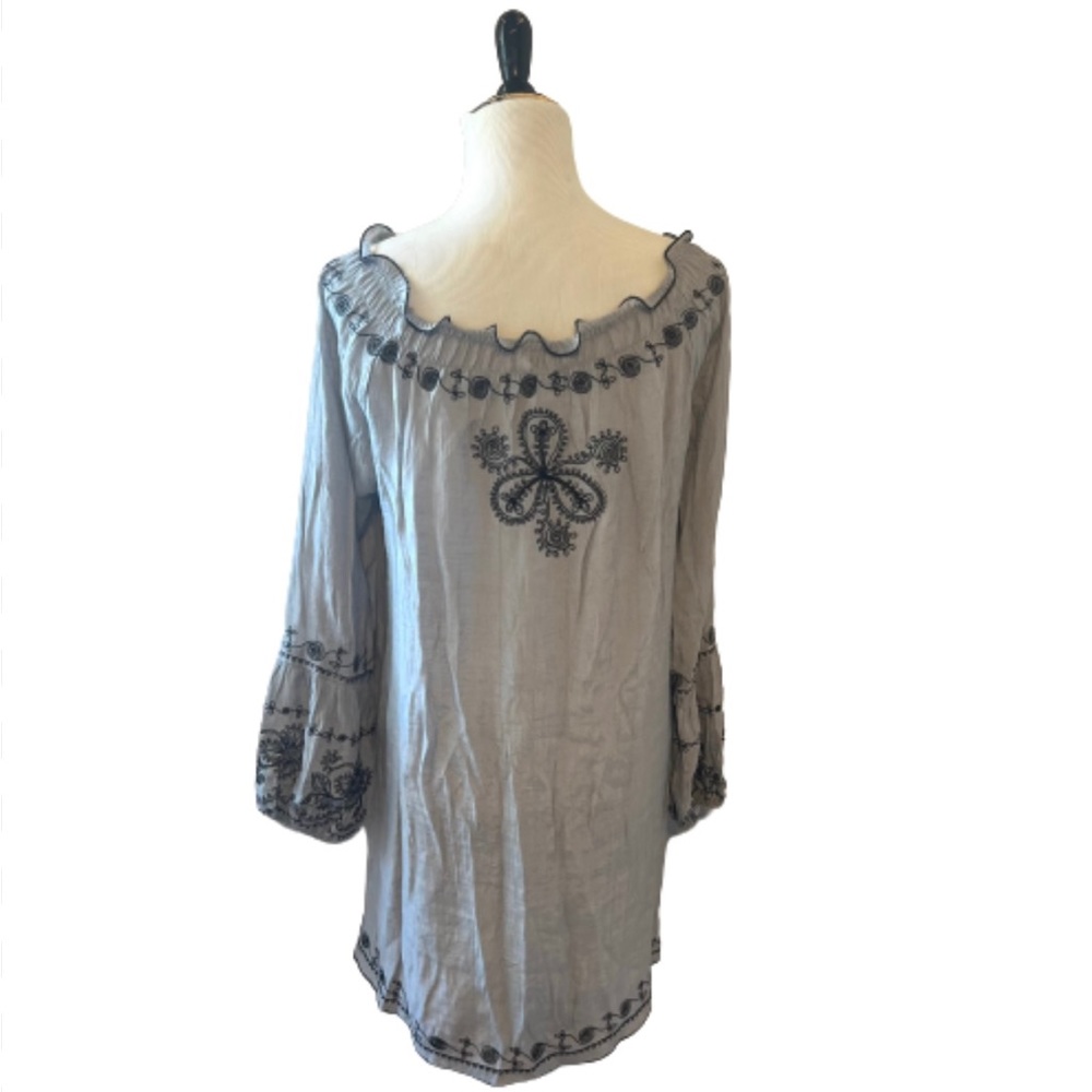 Easley Grey Embroidered Long Sleeve Dress, NWT - Picture 6 of 11